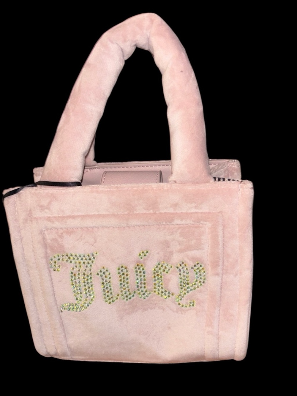 Juicy Couture Blush Pink Velvet Mini Tote with Crystal Logo